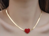 NEW! Red Pave Crystal Heart Necklace