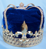 King William Crown - Gold/Rhinestone with Red, Purple, Blue or Black Velvet
