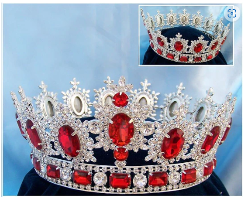 Elegant CRYSTAL Full Crown-Silver /Red – Holly Hardwick Crowns display picture 1
