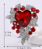 NEW! Dramatic Red Rose Crystal Pave Brooch
