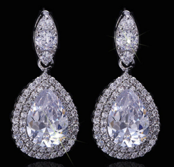Large Pear Shaped Drop CZ Luxury Earrings