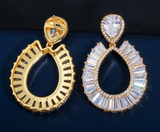 Gold Hoop Drop CZ Luxury Earrings