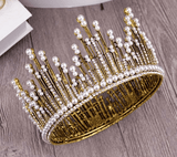 Crystal & Pearl Fringe Crown - Silver/Gold/Antique Gold