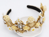 European Baroque White Floral Headband & Earring Set