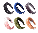 Tiny Pearls on Velvet Colored Bands - 7 colors!