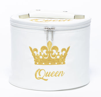 LEATHERETTE Crown Case - WHITE with GOLD Embroidery SALE $75!!