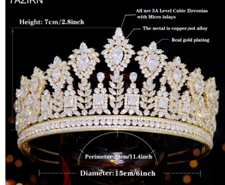 Fancy CZ Tiara - MANY COLOR CHOICES