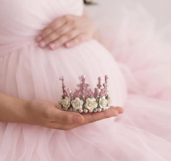 Pink Infant Crown with Flowers