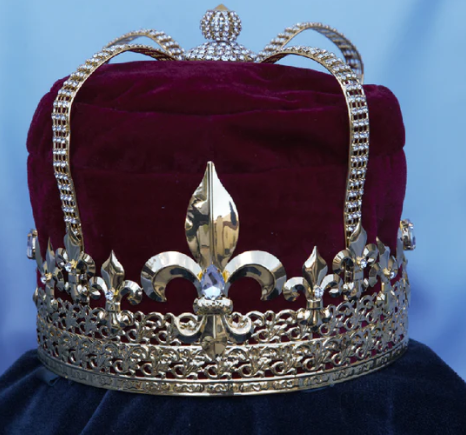 NEW! King William Crown - Gold/Rhinestone with Red, Purple, Blue or Black Velvet