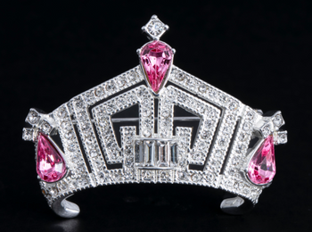 Miss America Crown Pin - Silver/Pink
