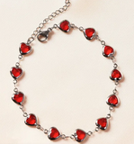 NEW! Red Crystal Heart Bracelet - Gold or Silver