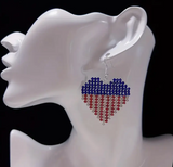 AMERICA Flag Heart Drop Earrings - Gold or Silver