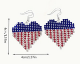 AMERICA Flag Heart Drop Earrings - Gold or Silver