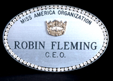 Rhinestone Framed Miss America Crown Name Badge- Silver or Gold