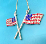 AMERICA Crossed Flag Necklace - Gold or Silver