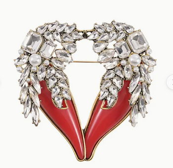 Red Heart Crystal Brooch