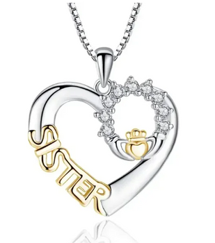 SISTERS HEART NECKLACE - Gold, Silver, Two-Tone