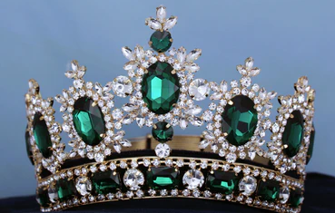 Elegant CRYSTAL Full Crown-Gold /Emerald Green