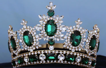 Elegant CRYSTAL Full Crown-Gold /Emerald Green