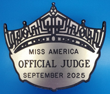 Miss America Crown Cutout Name Badge - Gold or Silver