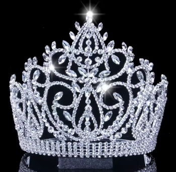 Rhinestone Pageant Adjustable Crown - Gold or Silver