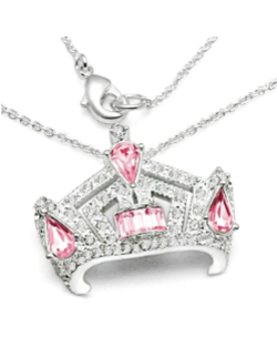 Miss America Teen Crown Necklace - Silver/Pink