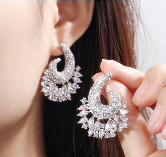 Elegant Floral CZ Luxury Earrings