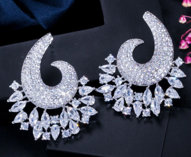 Elegant Floral CZ Luxury Earrings