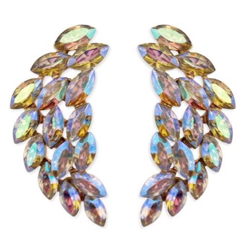 Marquise Gem Leaf Cluster Wing Pierced Earrings
