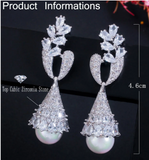 Elegant Symmetrical Leaf Dangling Pearl Earrings