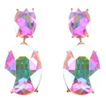 Double Oval Drop Pierced Earrings