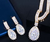 Elegant CZ Necklace & Earring Set - Gold or Silver