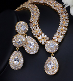 Elegant CZ Necklace & Earring Set - Silver or Gold