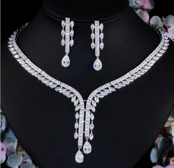 Elegant CZ Necklace & Earring Set