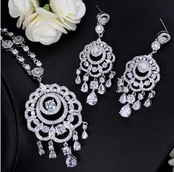 Elegant CZ Necklace & Earring Set