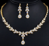 Elegant CZ Necklace & Earring Set - Silver or Gold
