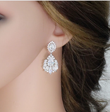 Fashion Dangle Drop CZ Clip Earrings