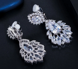 Fashion Dangle Drop CZ Clip Earrings