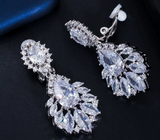 Fashion Dangle Drop CZ Clip Earrings