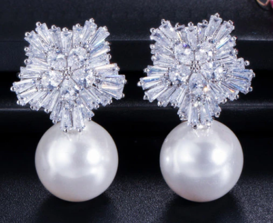 Snowflower CZ Luxury Earrings - Gold or Silver