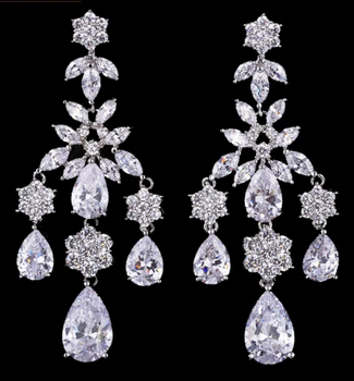 Crystal Waterdrop Flower CZ Luxury Earrings