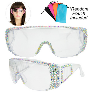 Rhinestone Pave Protective Safety Goggles - AB