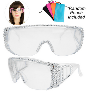 Rhinestone Pave Protective Safety Goggles -SILVER
