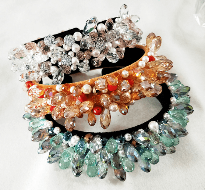 Crystal Faceted Colorful Beaded Headband - 4 colors!