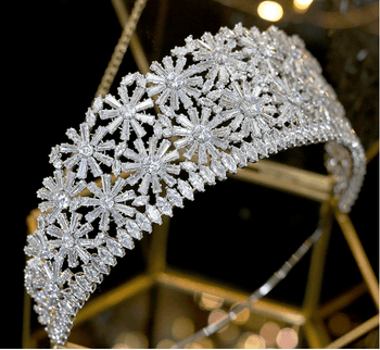 Elaborate CZ Tiara - Gold or Silver