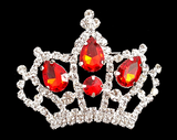 Fashion Crown Pin - Clear or Red