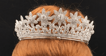 Fashion Flower CZ Tiara - Gold or Silver