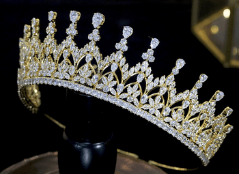 Floral Beauty CZ  Tiara - Gold or Silver