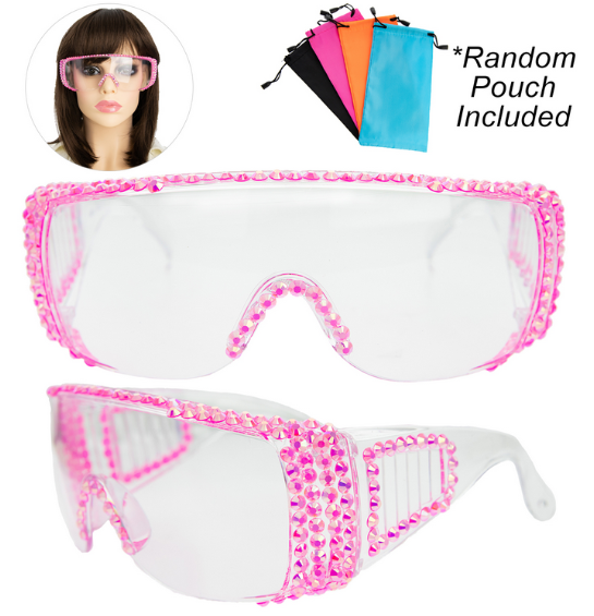 Rhinestone Pave Protective Safety Goggles -FUSCHIA