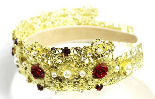 Golden Queen's Headband & Earrings Set